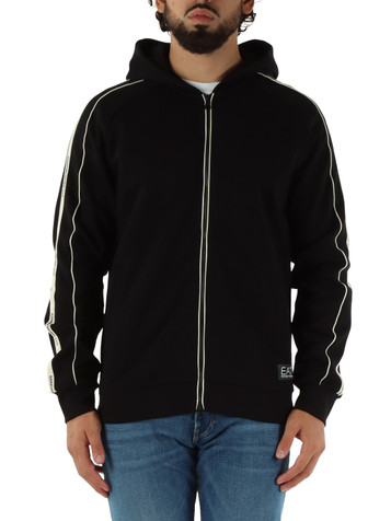NERO | Felpa con zip regular fit in misto cotone