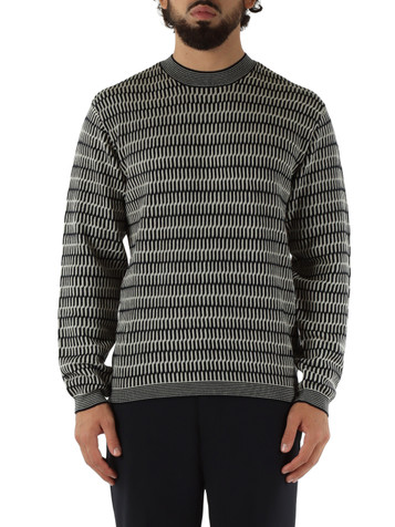 BLU SCURO | Maglia girocollo in lana vergine con motivo decorativo