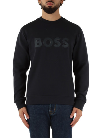 BLU SCURO | Felpa girocollo con scritta logo a rilievo