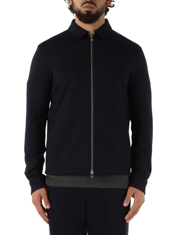 BLU SCURO | Overshirt con zip relaxed fit in lana vergine e cashmere AVI