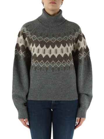GRIGIO | Maglia collo alto in misto lana e viscosa GRIGIO | Maglia collo alto in misto lana e viscosa