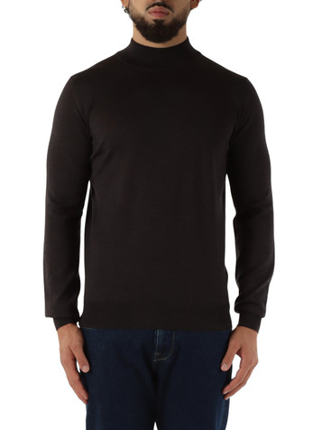 GRIGIO SCURO | Maglia collo a lupetto in lana merino