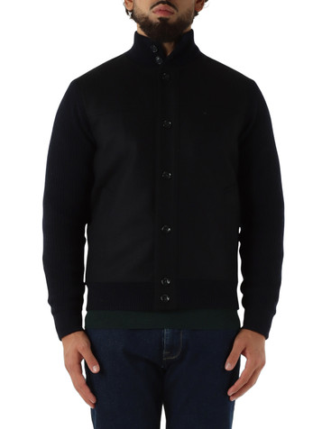 BLU SCURO | Blouson in misto lana con pannelli a contrasto BLU SCURO | Blouson in misto lana con pannelli a contrasto