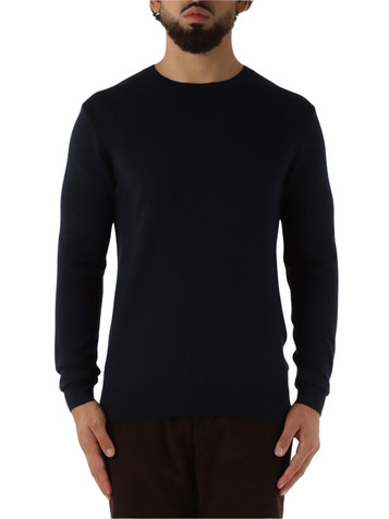BLU SCURO | Maglia girocollo in misto viscosa e cashmere BLU SCURO | Maglia girocollo in misto viscosa e cashmere