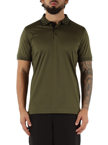 VERDE MILITARE | Polo in cotone con colletto stampa logo
