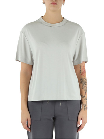 GRIGIO CHIARO | T-shirt in misto viscosa con dettaglio strass