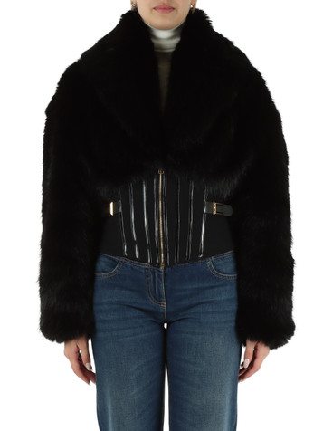 NERO | Pelliccia sintetica con inserto bustier