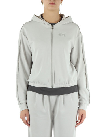 GRIGIO CHIARO | Felpa misto modal con dettagli strass