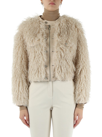 BEIGE | Giacca corta in eco pelliccia