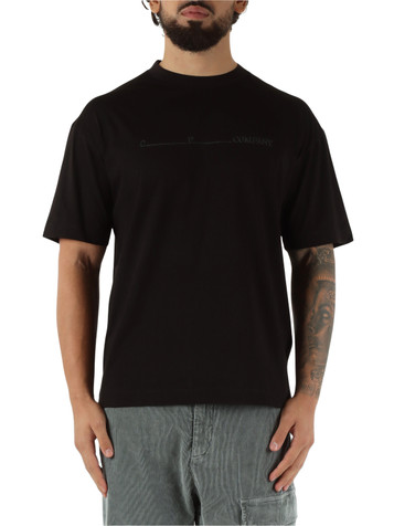 NERO | T-shirt in cotone con stampa logo a rilievo