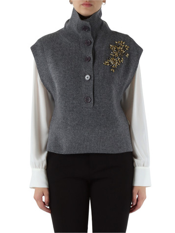 GRIGIO | Gilet collo alto in lana