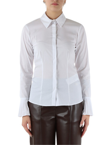 BIANCO | Camicia slim fit con polsini plissé