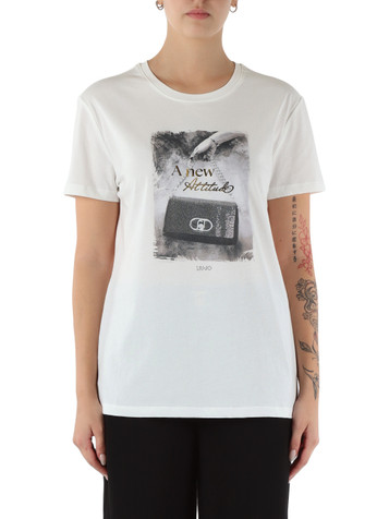 OFF WHITE | T-shirt in cotone con stampa logo frontale