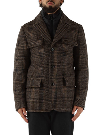 MARRONE | Cappotto corto imbottito INVERN CHECK