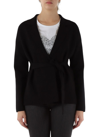 NERO | Cardigan in misto viscosa con cintura