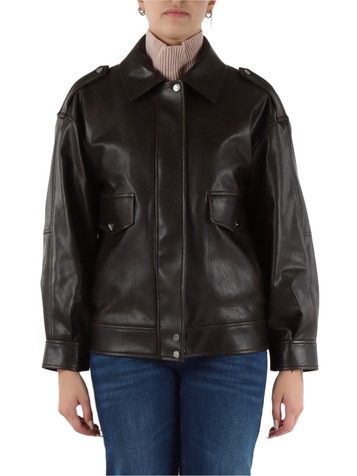 MARRONE | Giubbotto in ecopelle effetto vintage