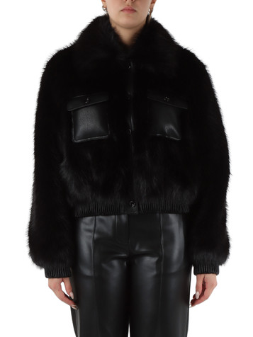 NERO | Ecopelliccia con inserti in ecopelle