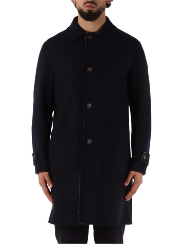BLU SCURO | Cappotto reversibile in lana