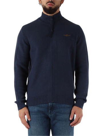 BLU | Cardigan con zip in misto cotone e lana