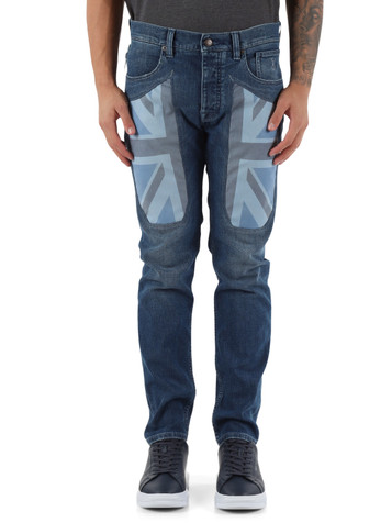BLU | Pantalone jeans slim fit 30TH Anniversary con inserti in alcantara