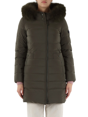 VERDE MILITARE | Piumino trapuntato con cappuccio SERIOLA ML 06 FUR