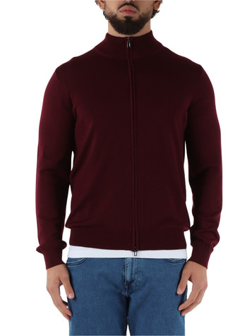 BORDEAUX | Cardigan con zip in lana merino extrafine