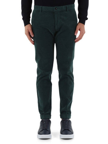 VERDE SCURO | Pantalone SASA Slim fit in velluto a costine