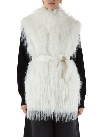 BIANCO | Gilet in ecopelliccia NEVA con cintura