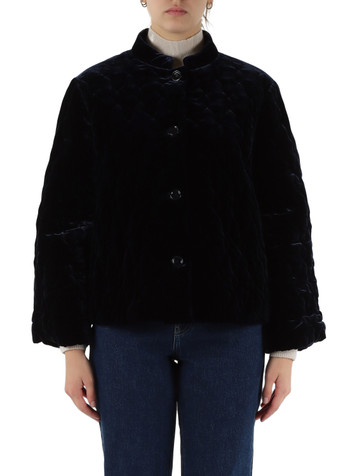 BLU SCURO | Giacca in velluto di seta e viscosa