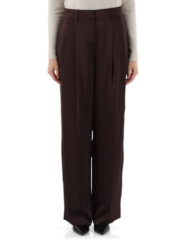MARRONE | Pantalone gamba larga in satin