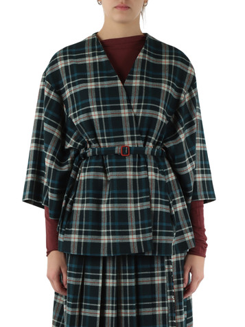 VERDE | Giacca kimono in misto lana e viscosa