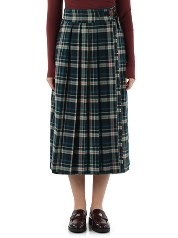 VERDE | Gonna midi in misto lana e viscosa
