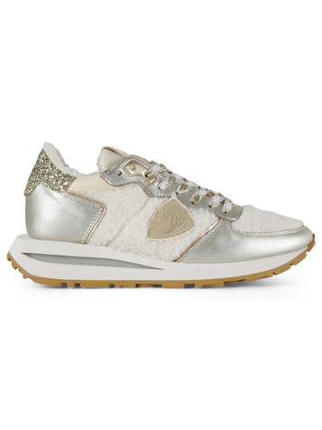 PANNA | Sneakers TROPEZ HAUTE LOW in pelle e tessuto effetto teddy