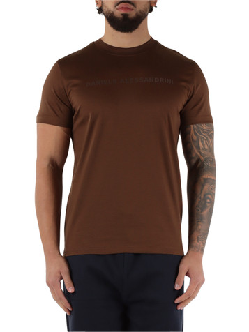 MARRONE CHIARO | T-shirt in cotone e modal con scritta logo
