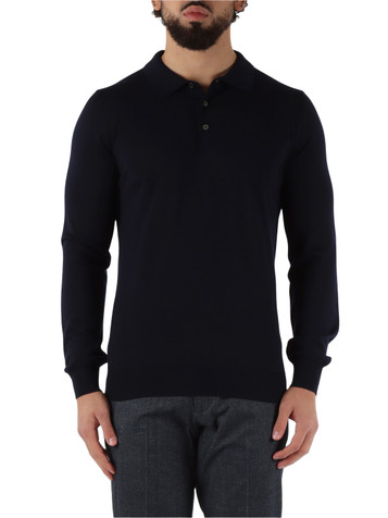 BLU SCURO | Maglia collo a polo in lana merino extrafine BLU SCURO | Maglia collo a polo in lana merino extrafine