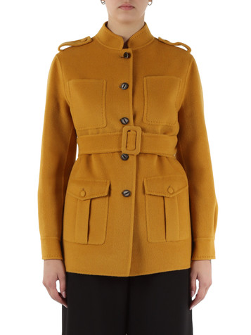 GIALLO SCURO | Cappottino SOFTPURE WOOL con cintura