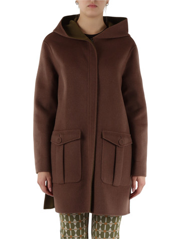 MARRONE | Cappotto reversibile con cappuccio DOUBLE WOOL