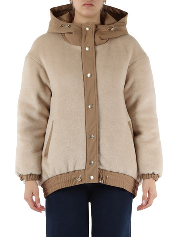 BEIGE | Piumino in beaver misto alpaca e cashmere