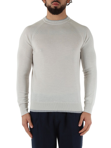 BEIGE | Maglia girocollo in lana con dettagli a contrasto BEIGE | Maglia girocollo in lana con dettagli a contrasto