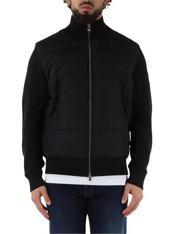 NERO | Cardigan con zip e pannello frontale trapuntato
