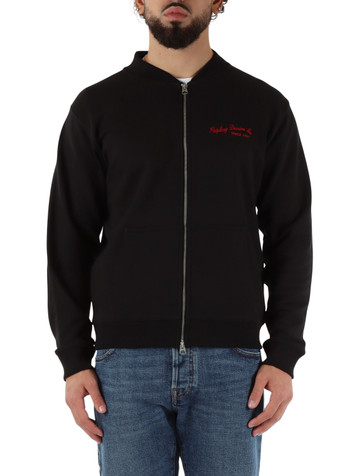 NERO | Felpa con zip e ricamo logo frontale