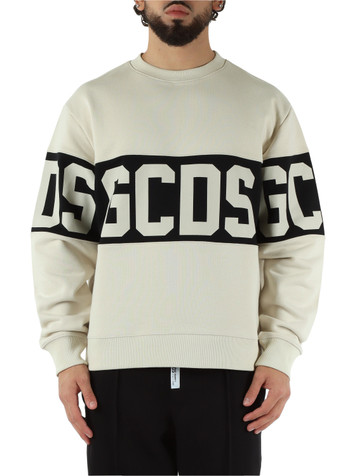 BEIGE | Felpa in cotone garzato con stampa logo