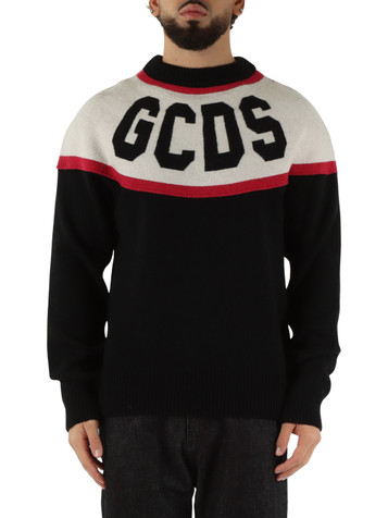 NERO | Maglia girocollo in misto lana con logo frontale