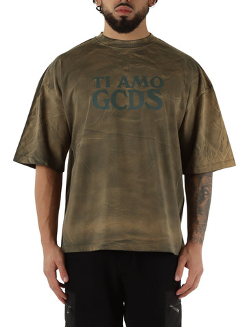 VERDE MILITARE | T-shirt oversize in cotone con stampa logo