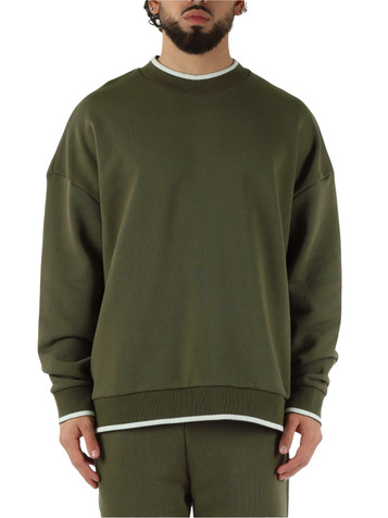 VERDE MILITARE | Felpa Essentials in cotone garzato