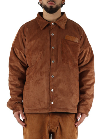 MARRONE CHIARO | Overshirt imbottita in velluto a coste