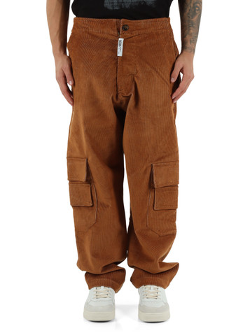 MARRONE CHIARO | Pantalone cargo in velluto a coste