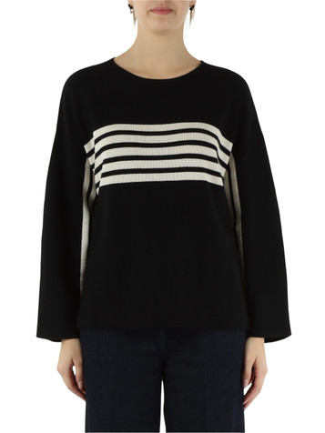 NERO | Maglia in misto lana e viscosa con collo rimovibile NERO | Maglia in misto lana e viscosa con collo rimovibile