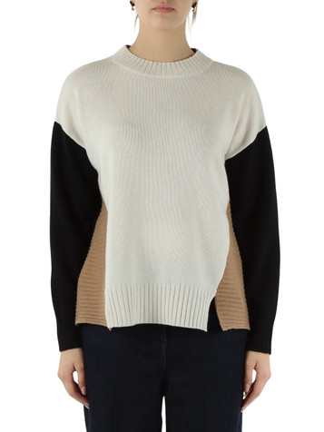 NERO | Maglia girocollo color block in lana NERO | Maglia girocollo color block in lana