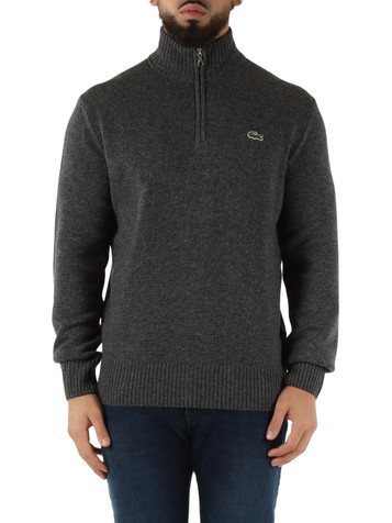 GRIGIO SCURO | Maglia collo a zip classic fit in lana